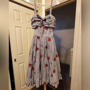 Black and white gingham dress with florals.